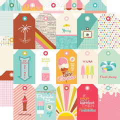 Retro Summer - Simple Stories - Double-Sided Cardstock 12"X12" -  Tag Elements