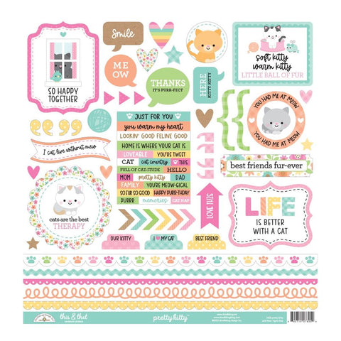 Pretty Kitty - Doodlebug - Cardstock Stickers 12"X12" - This & That