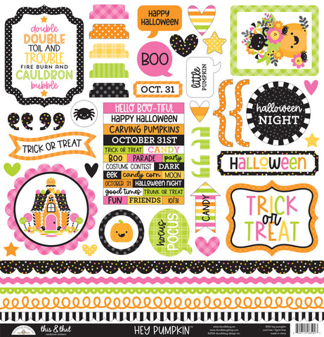 Hey Pumpkin - Doodlebug - 12"x12" Cardstock Stickers - This & That