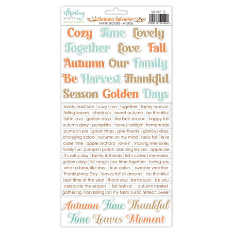 Autumn Splendor - Mintay Papers - 6"x12" Paper Stickers - Words