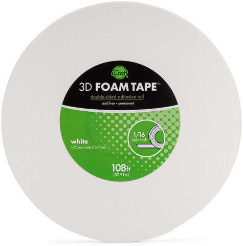 iCraft - 3D Foam Tape - Jumbo Roll White (6072)