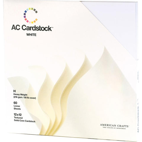 American Crafts - Textured Cardstock Pack 12"X12" 60/Pkg - White (2590)
