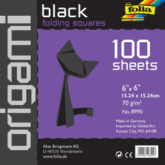 Solid Origami Paper - Folia - 6"X6" 100/Pkg - Black