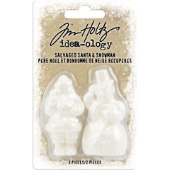 Tim Holtz - Idea-Ology - 2" Salvaged Santa And Snowman - White (Christmas ) (9958)