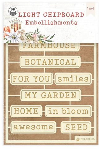Farm Sweet Farm - P13 - Die-Cut Chipboard Embellishments 4"X6" - Words (0083)