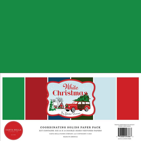 White Christmas - Carta Bella - Double-Sided Cardstock 12"X12" 6/Pkg - Solids