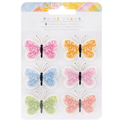 Garden Shoppe - Paige Evans - Dimensional Stickers 6/Pkg - Butterflies