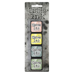Tim Holtz - Distress Mini Ink Kits - Kit #10 (Tattered Rose, Squeezed Lemonade, Iced Spruce, Bundled Sage)