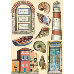 Blue Dream - Stamperia - A5 Colored Wooden Shapes - Lighthouse (5931)