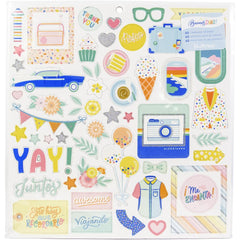 Buenos Dias - Obed Marshall - Chipboard Stickers - Icons & Phrase 12"X12"