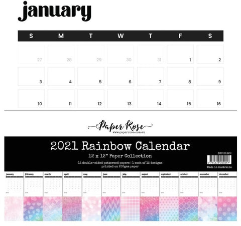 Paper Rose - 12"X12" Paper Collection - 2021 Rainbow Calendar