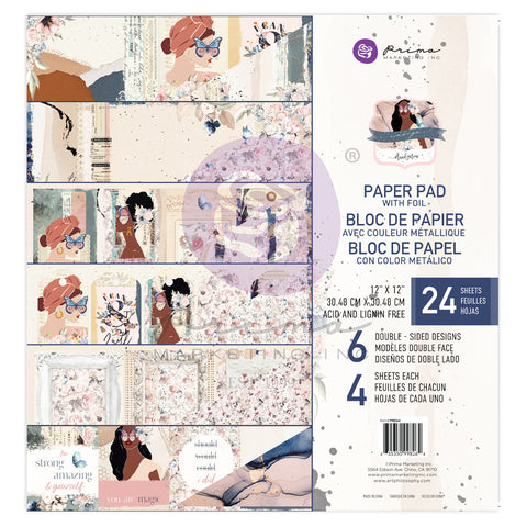 Indigo - Prima Marketing - 12"x12" Paper Pad w/foil accents