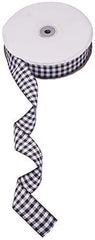 Gingham Checked Plaid Ribbon - 1.25" wide Black & White - 1 yd