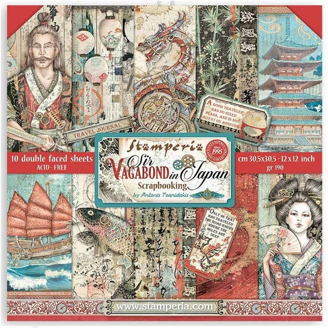 Sir Vagabond in Japan - Stamperia - Double-Sided Paper Pad 12"X12" 10/Pkg