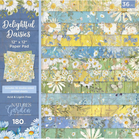 Delightful Daisies - Nature's Garden - Crafter's Companion - Double-Sided Paper Pad 12"X12" 36/Pkg