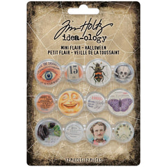 Tim Holtz - Idea-Ology - Mini Flair Buttons 12/Pkg - Halloween (1586)