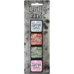 Tim Holtz - Distress Mini Ink Pads 4/Pkg - #16 (Speckled Egg, Crackling Campfire, Rustic Wilderness, Kitsch Flamingo)