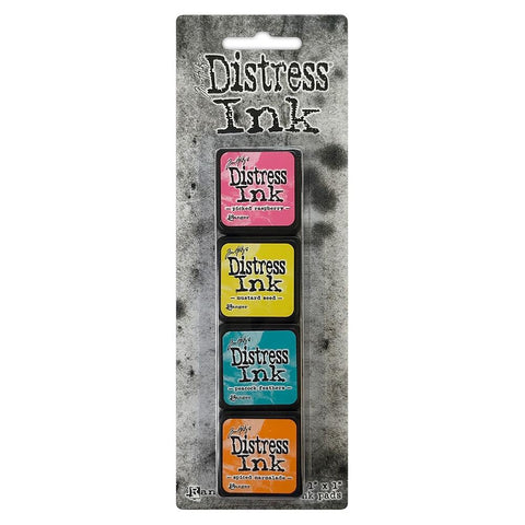 Tim Holtz - Distress Mini Ink Kits - Kit #1 (Picked Raspberry, Mustard Seed, Peacock Feathers, Spiced Marmalade)