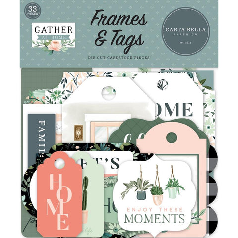 Gather At Home - Carta Bella - Cardstock Ephemera 33/Pkg - Frames & Tags