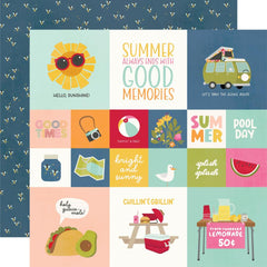 Summer Lovin'- Simple Stories - Double-Sided Cardstock 12"X12" -  2"X2" & 4"X4" Elements