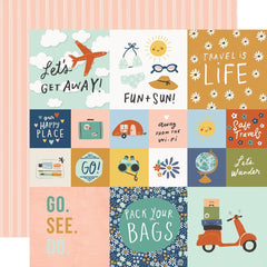Safe Travels - Simple Stories - Double-Sided Cardstock 12"X12" - 2"X2" & 4"X4" Elements
