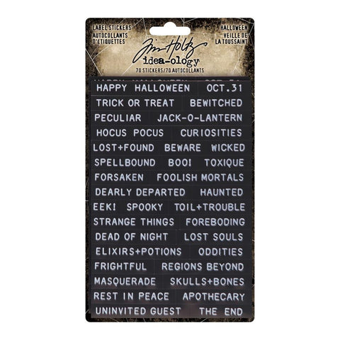 Tim Holtz - Idea-Ology - Sentiments Label Stickers 70/Pkg (Halloween 2022) (2637)