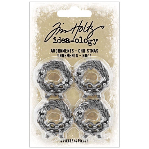 Tim Holtz - Idea-Ology - Metal Adornments 4/Pkg - Christmas (3009)