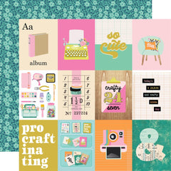 Let's Get Crafty - Simple Stories - Double-Sided Cardstock 12"X12" -  3"X4" Elements