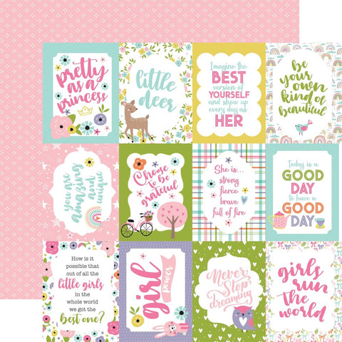 All About A Girl - Echo Park - Double-Sided Cardstock 12"X12" - 3"X4" Journaling Cards