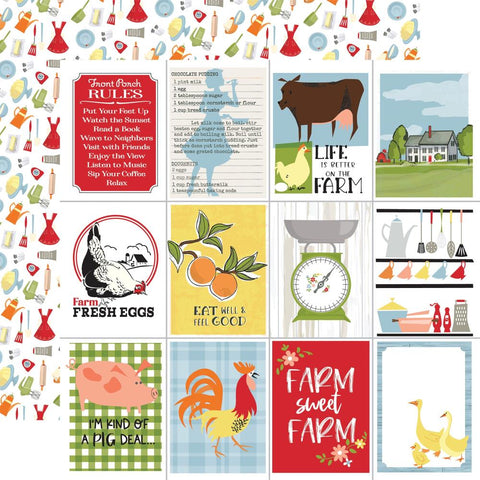 Farmhouse Living - Carta Bella - Double-Sided Cardstock 12"X12" - 3"X4" Journaling Cards
