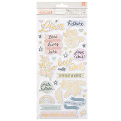 Gingham Garden - Crate Paper - Thickers Stickers 65/Pkg - Phrase W/Gold Foil (3537)