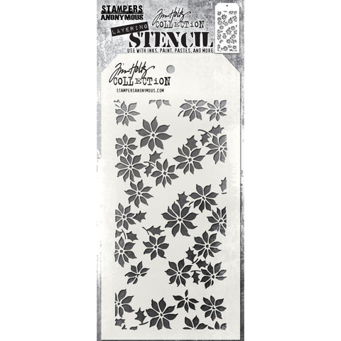 Tim Holtz - Layered Stencil 4.125"X8.5" - Tiny Poinsettia