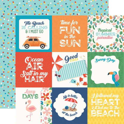 Endless Summer - Echo Park - Double-Sided Cardstock 12"X12" -  4"X4" Journaling Cards