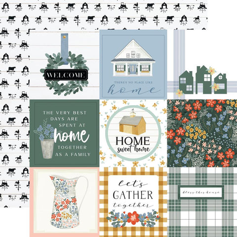 Farmhouse Summer - Carta Bella - Double-Sided Cardstock 12"X12" -   4"X4" Journaling Cards