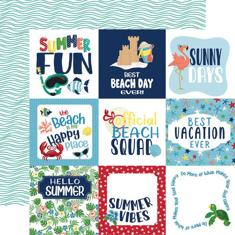 Beach Party - Carta Bella - Double-Sided Cardstock 12"X12" -  4"X4" Journaling Cards