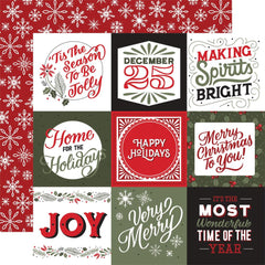 Salutations Christmas  - Echo Park - Double-Sided Cardstock 12"X12" -  4"X4" Journaling Cards