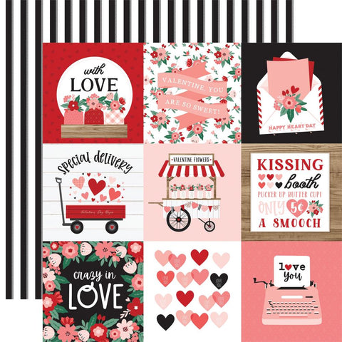 Hello Valentine  - Echo Park - Double-Sided Cardstock 12"X12" -  4"X4" Journaling Cards
