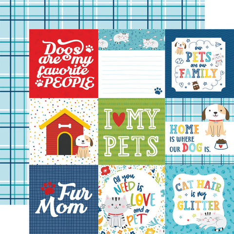 Pets - Echo Park - Double-Sided Cardstock 12"X12" - 4"X4" Journaling Cards