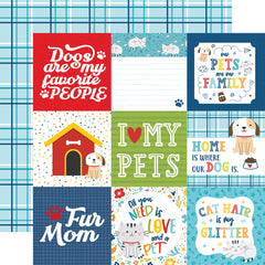 Pets - Echo Park - Double-Sided Cardstock 12"X12" - 4"X4" Journaling Cards