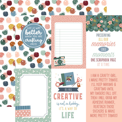 Let's Create - Echo Park - Double-Sided Cardstock 12"X12" - 4"X6" Journaling Cards