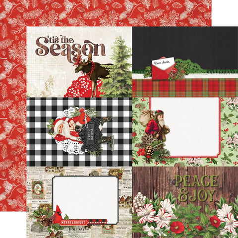 Simple Vintage Christmas Lodge - Simple Stories - Double-Sided Cardstock 12"X12" -  4"X6" Elements