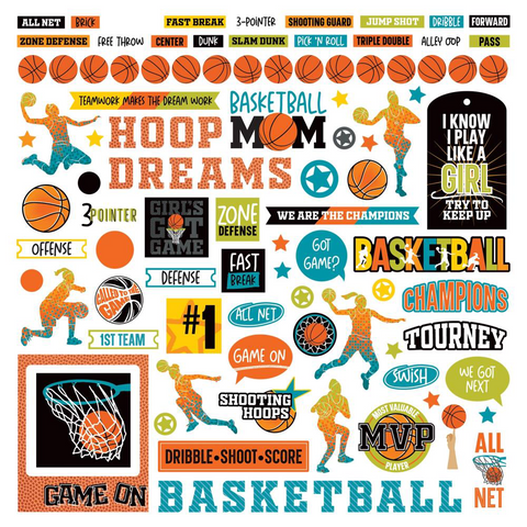 MVP Basketball - PhotoPlay - Cardstock Stickers 12"X12" - Girl Elements