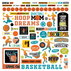 MVP Basketball - PhotoPlay - Cardstock Stickers 12"X12" - Girl Elements