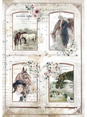 Horses - Romantic Collection - Stamperia - A4 Rice Paper - 4 Frames (4581)