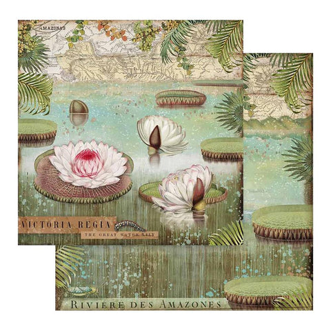 Amazonia - Stamperia - Double-Sided Cardstock 12"X12" - Water Lily (764)