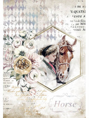 Horses - Romantic Collection - Stamperia - A4 Rice Paper - Lady Frame (4580)