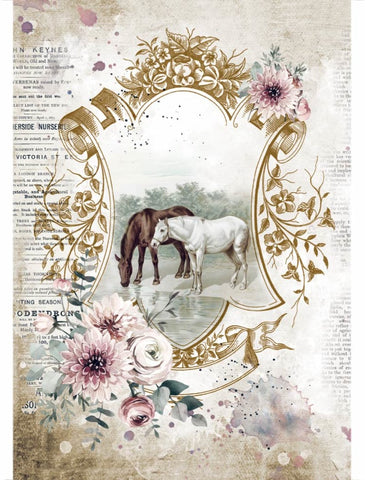 Horses - Romantic Collection - Stamperia - A4 Rice Paper - Lake (4582)
