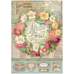 Rose Parfum - Stamperia  - Rice Paper Sheet A4 - Album De Roses (5641)