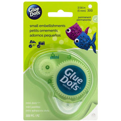 Glue Dots - Clear Dot Disposable Dispenser (Green) - Mini .1875" 300/Pkg  (5838)