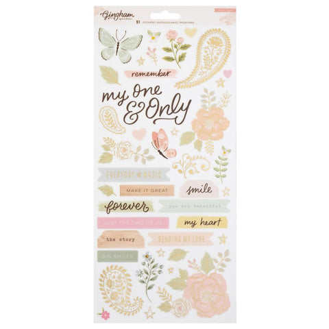 Gingham Garden - Crate Paper - Cardstock Stickers 6"X12" 91/Pkg -  Accents & Phrases (3506)